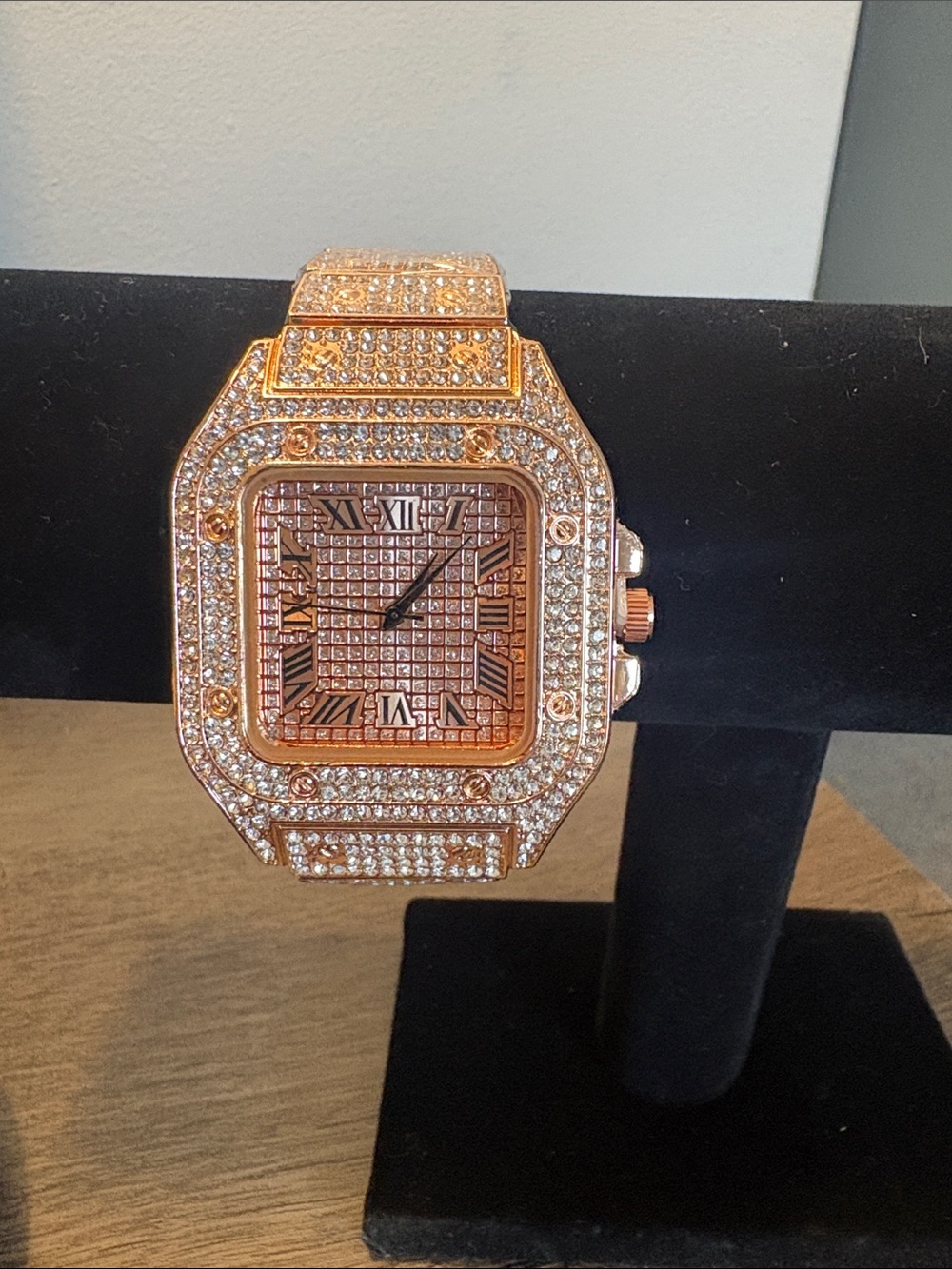 Rose Gold Crystal Men's Bracelet Watch - Luxury Statement